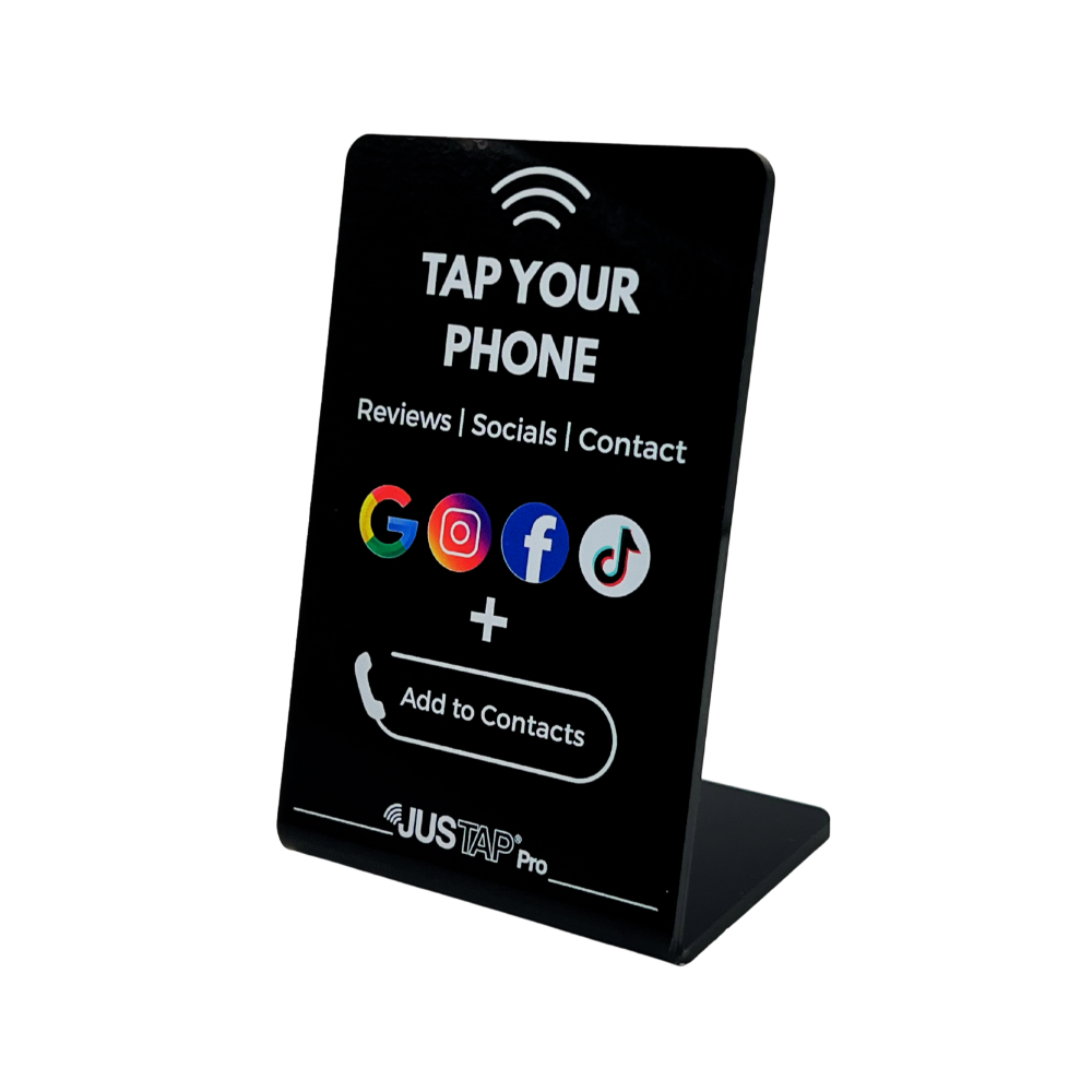 Stand acrílico JUSTAP® Pro con NFC para reseñas y redes sociales