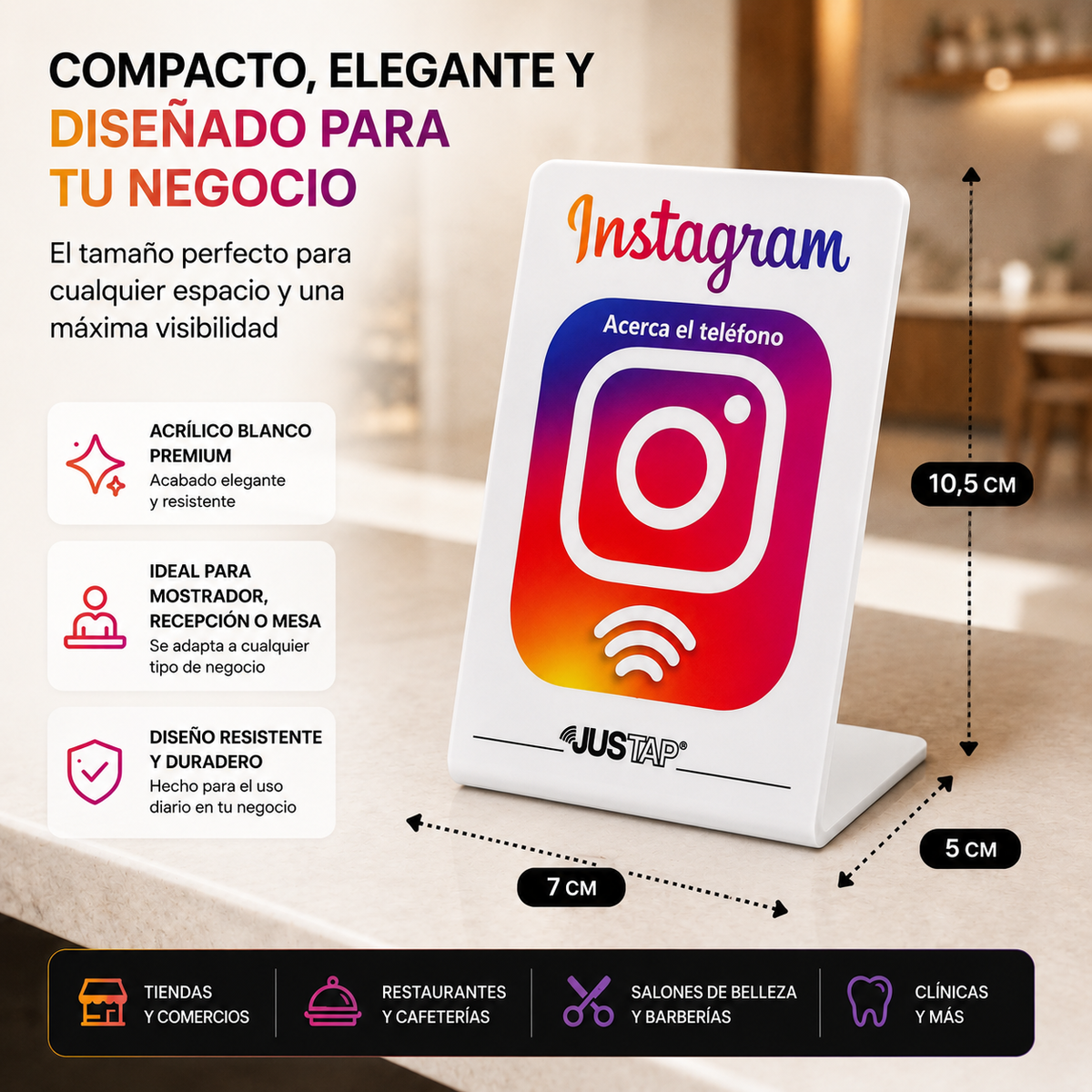 Stand acrílico JUSTAP® con NFC para Instagram