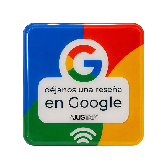 Adhesivo de resina JUSTAP® con NFC para reseñas de Google