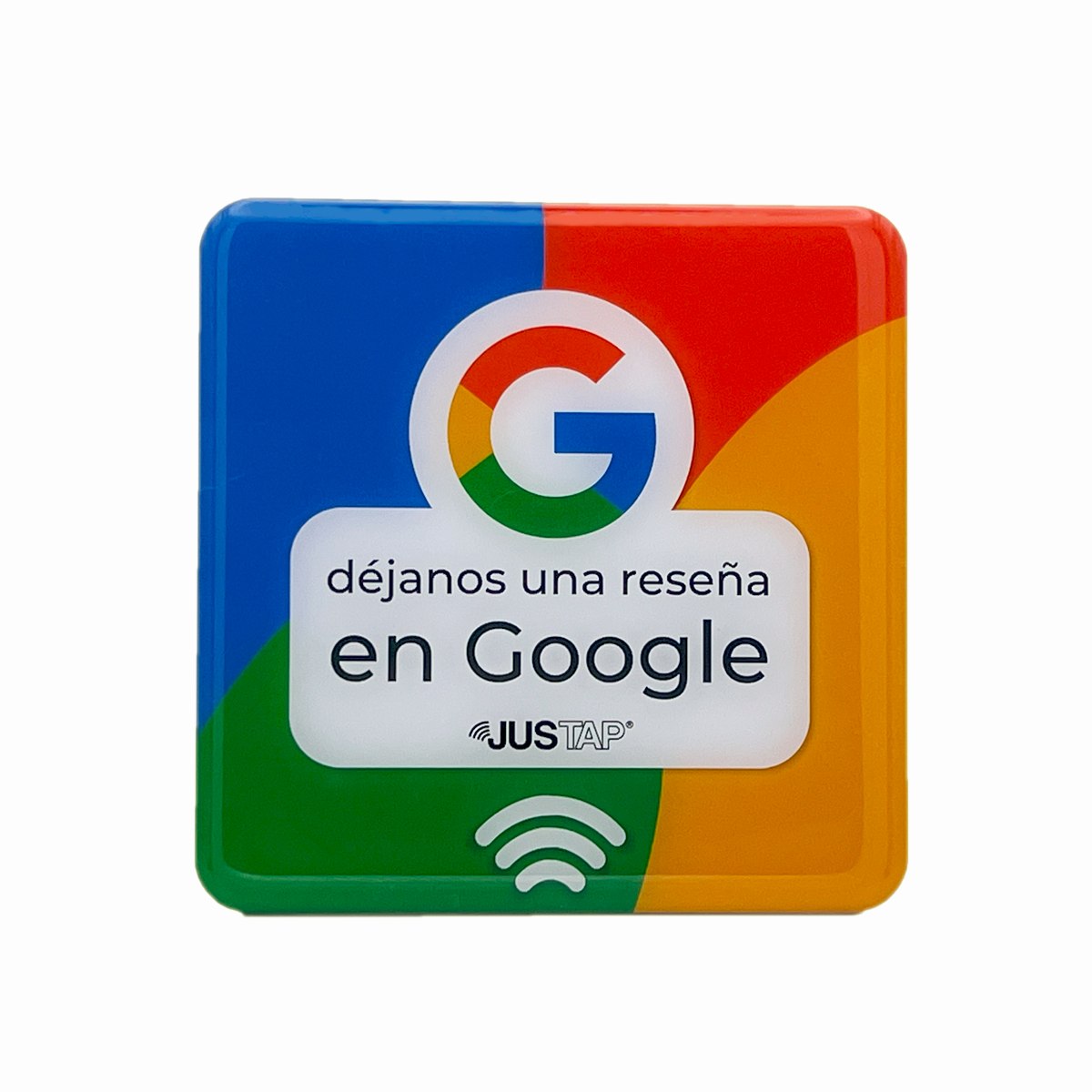 Adhesivo de resina JUSTAP® con NFC para reseñas de Google