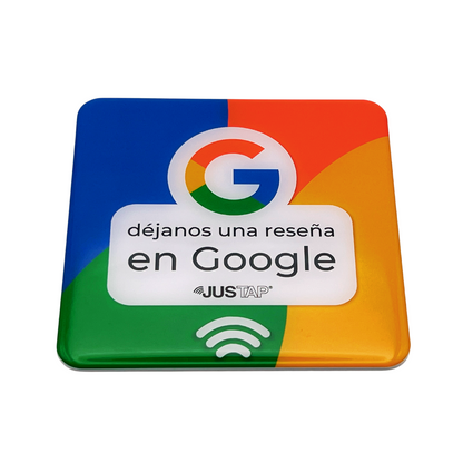 Adhesivo de resina JUSTAP® con NFC para reseñas de Google