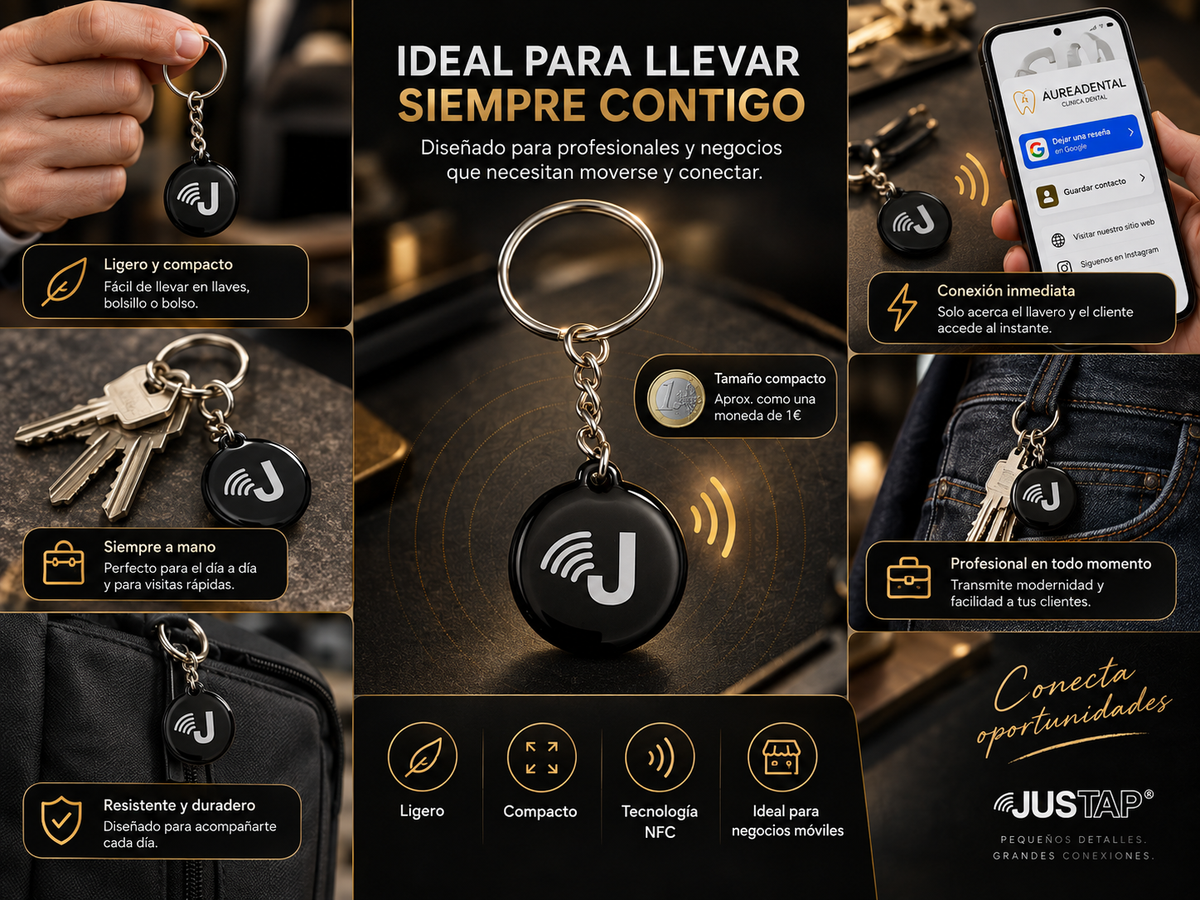Llavero JUSTAP® con NFC para reseñas de Google